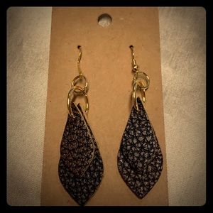 Genuine leather handmade earrings with jewels